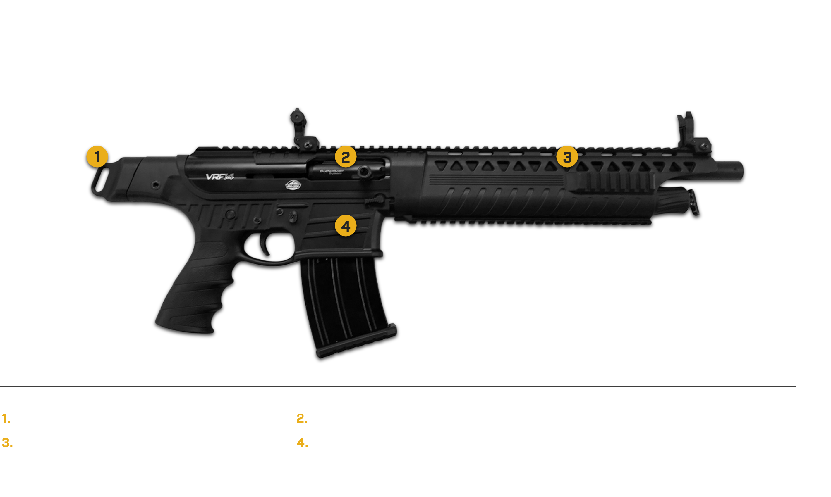 VRF14 diagram - Sling Adapter, Innovative Bufferbolt System, Polymer Full Top Forend w/ Half Side Rails, 7075 Aluminum Receiver