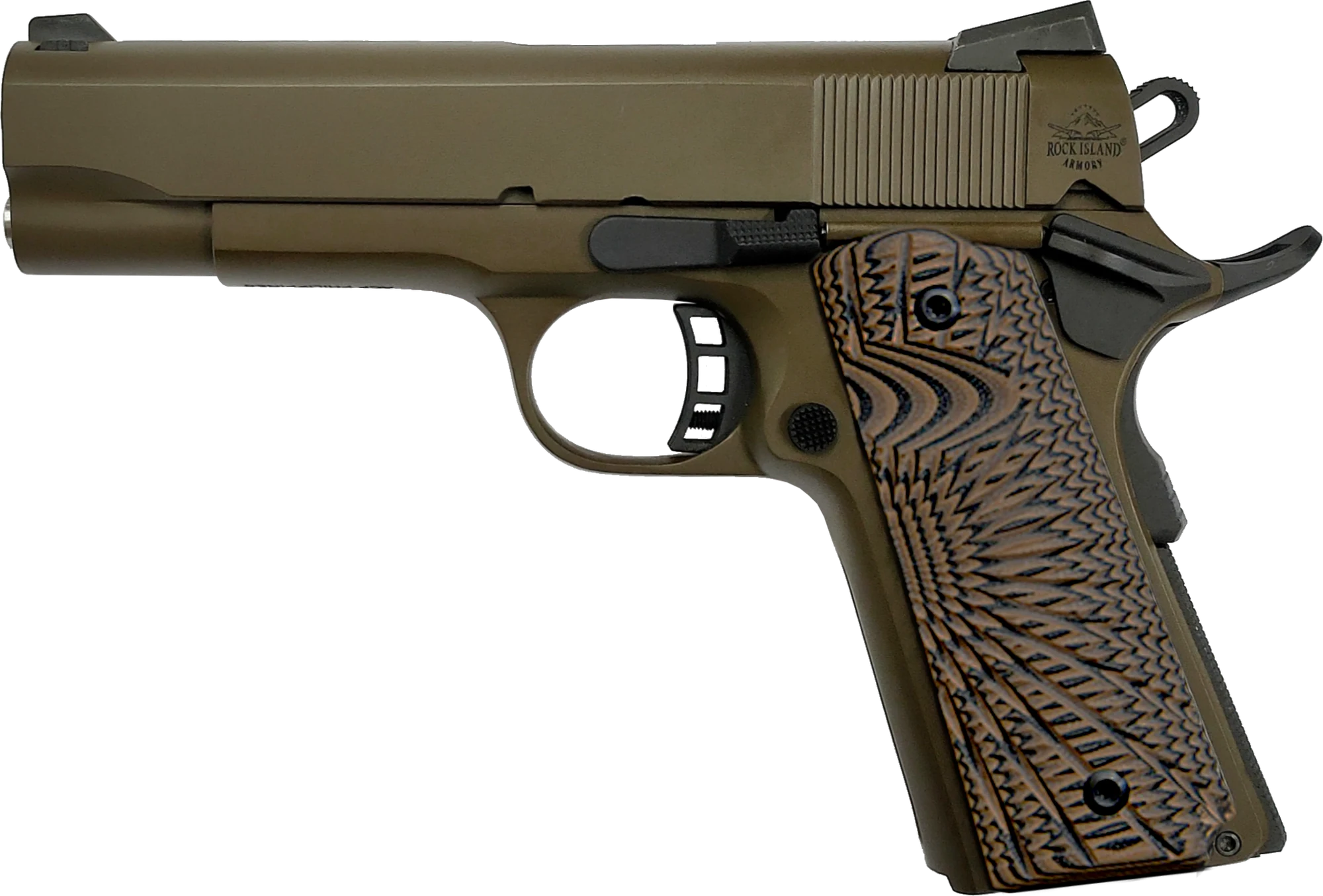 ROCK Ultra MS 45ACP 8rd Davidsons Barrett Brown Davidsons Exclusive, Black Parkerized